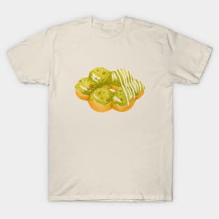 Matcha mochi donut watercolour food illustration T-Shirt